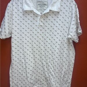 Abercrombie & Fitch White Patterned Polo Shirt